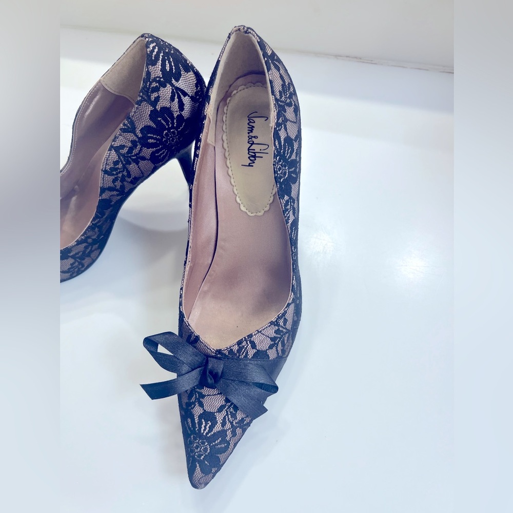 PROM! Sam and Libby Black Lace High Heels Size 8
